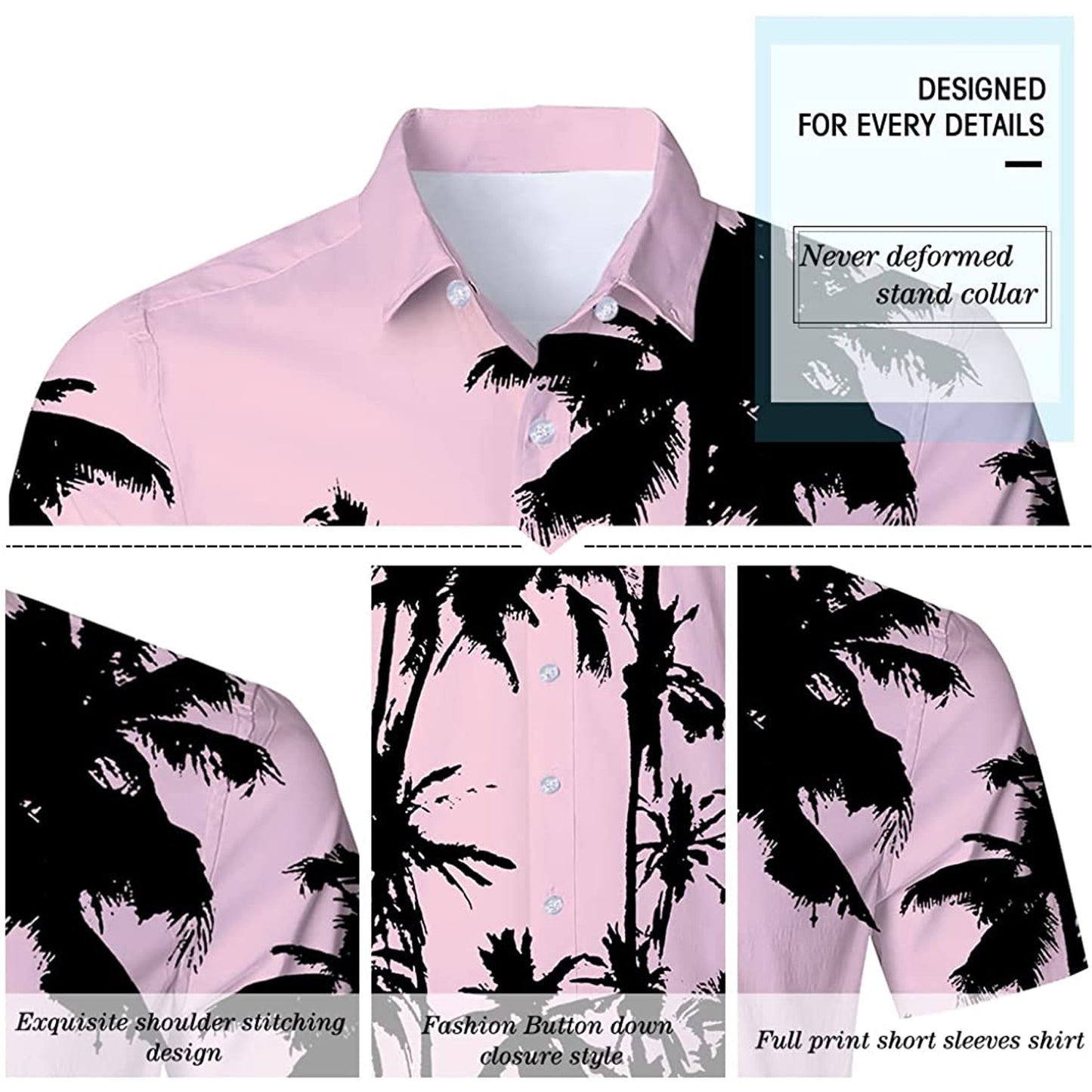 Roze palmboom grappig Hawaiiaans shirt