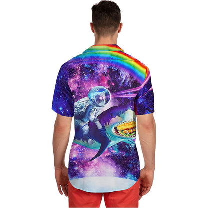 Astronaut Kat Rijdt Taco Haai Grappig Hawaiiaans Shirt