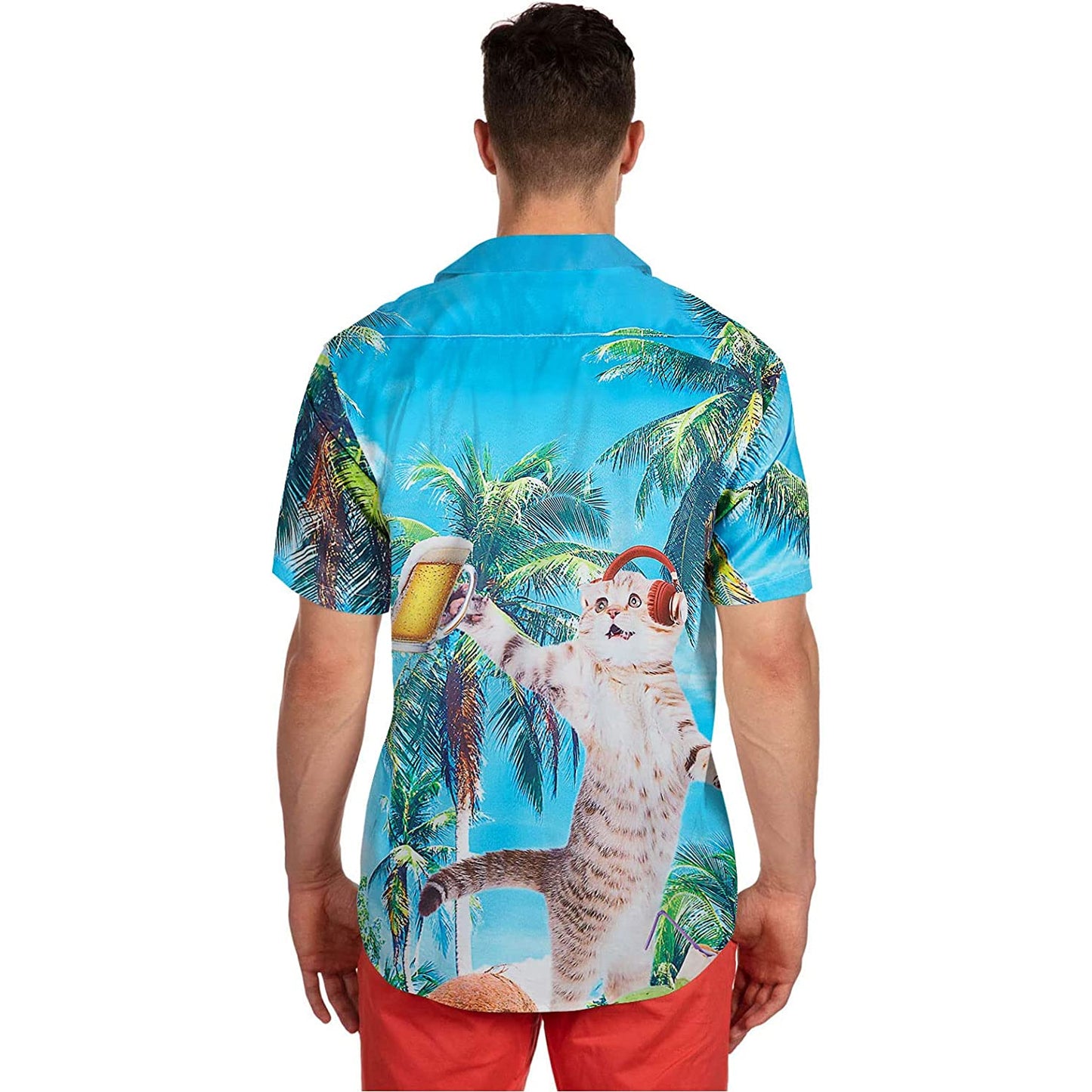 Palme DJ Bier Katze Neuheit Hawaiian Shirt