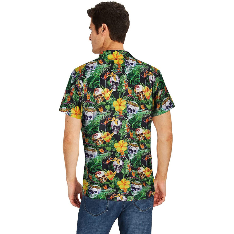 Jungle Flowers Skull Funny Hawaiian Shirt