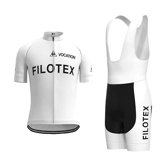 Filotex Wit Vintage Korte Mouw Fietsshirt Bijpassende Set