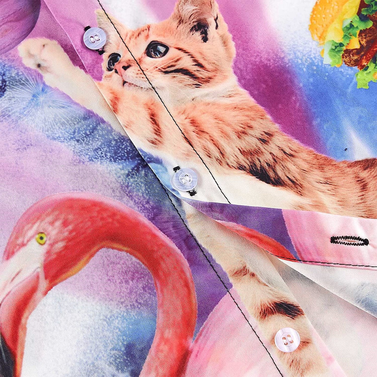 Ruimte Taco Kat Rijdende Flamingo Grappig Hawaiiaans Shirt