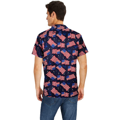 Lustiges Hawaii-Shirt mit Weltraum-Amerikanische Flagge