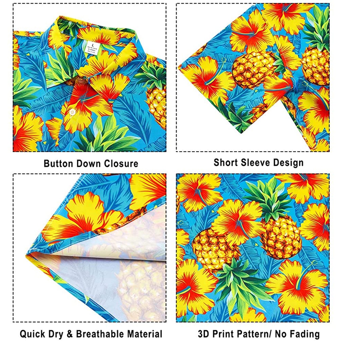 Flowers Pineapple Blue Funny Hawaiian Shirt