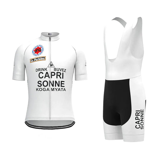 Capri Sonne Wit Vintage Korte Mouw Fietsshirt Bijpassende Set