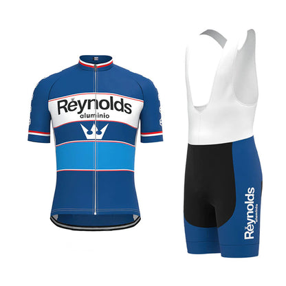 Passendes Set aus kurzärmligem Fahrradtrikot „Reynolds Blue Vintage“