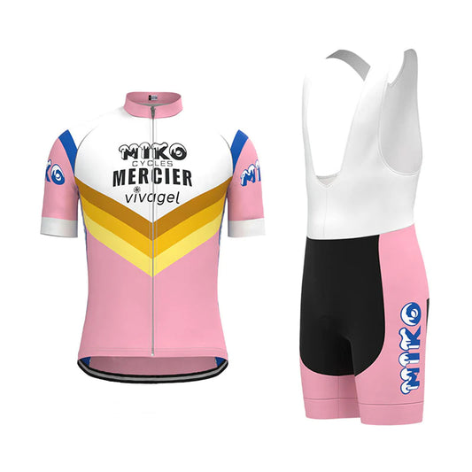 Miko Mercier Roze Vintage Korte Mouw Fietsshirt Bijpassende Set