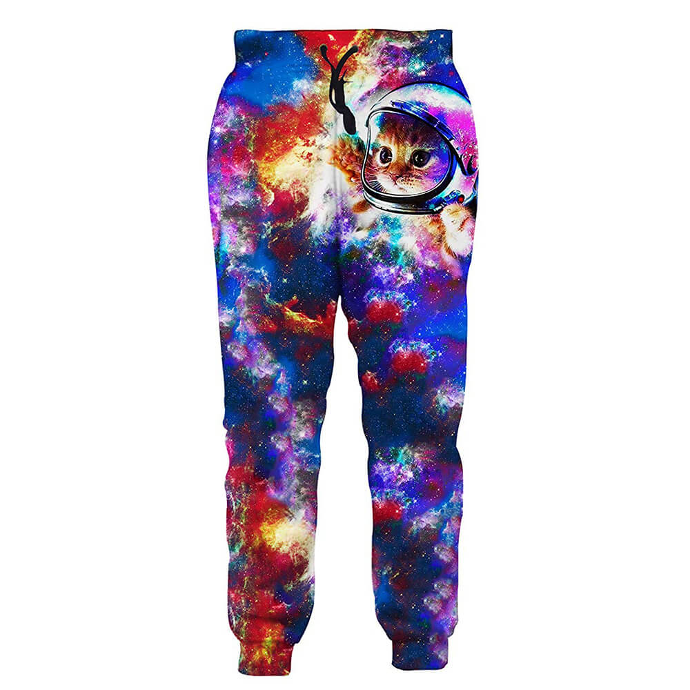 Grafische ruimte-astronaut kattenjoggingbroek