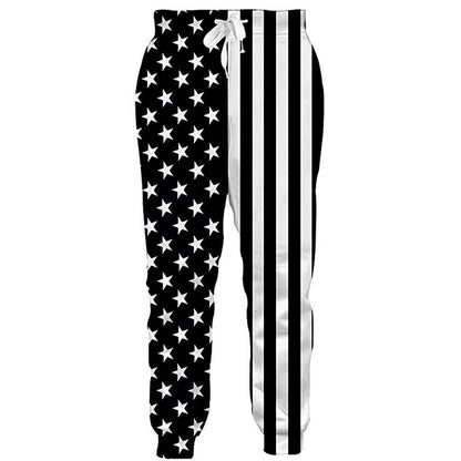 Joggers mit amerikanischer Flagge in Weiß und Schwarz