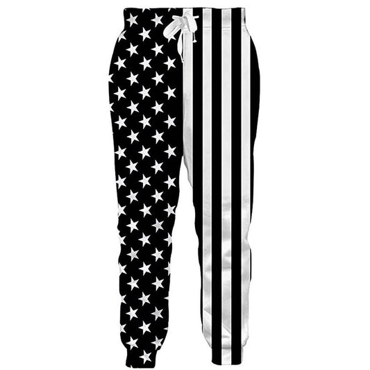 Grafische witte zwarte Amerikaanse vlag joggingbroek