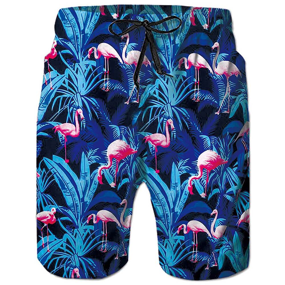 Lustige Badehose mit blauen Flamingos