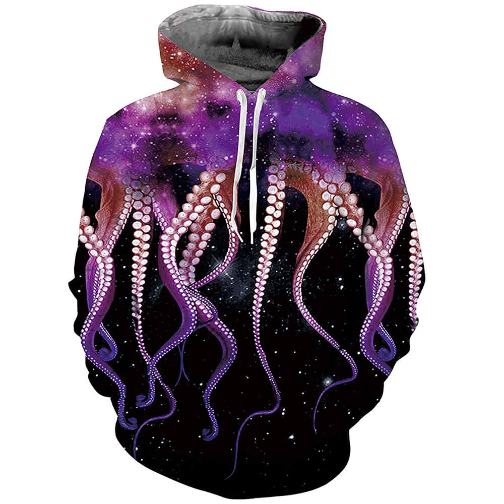 Lilafarbener Kapuzenpullover mit Oktopus