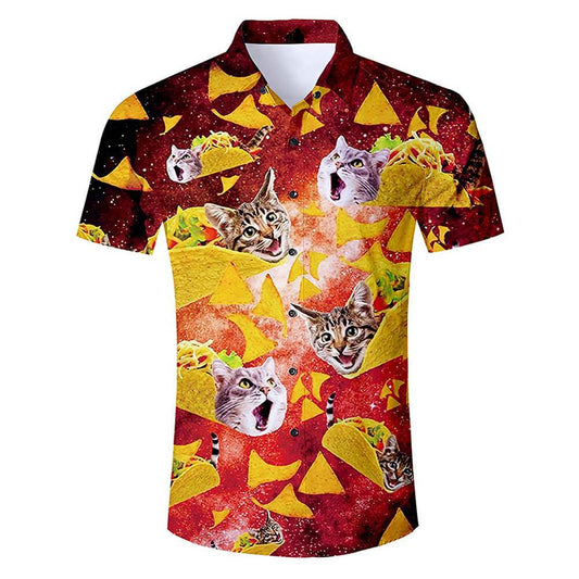 Rood Taco Cat Grappig Hawaiiaans Shirt