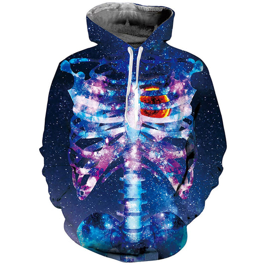 Kapuzenpullover mit Galaxie-Skelett