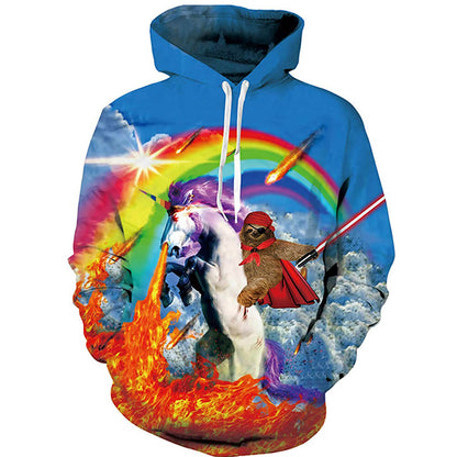 Faultier Reiten Einhorn Lustiger Hoodie