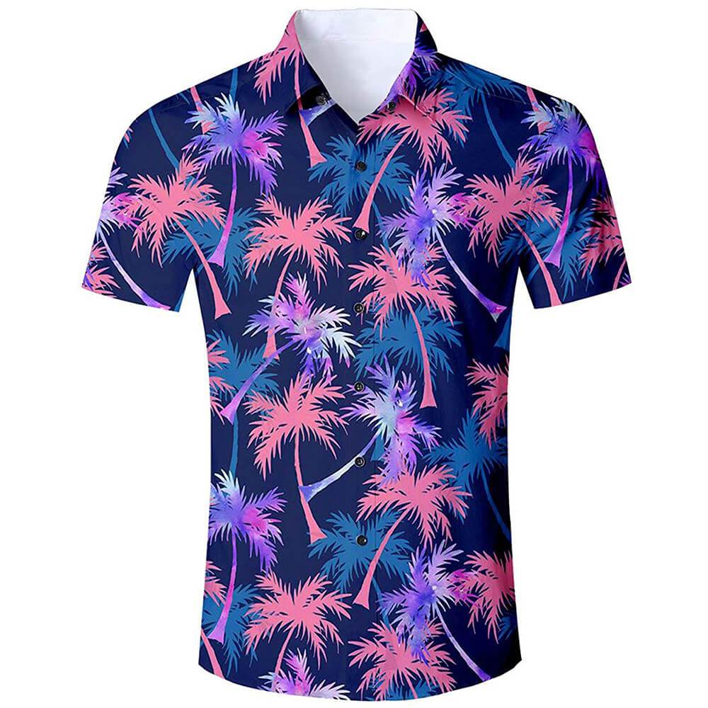 Palmboom Blauw Grappig Hawaiiaans Shirt