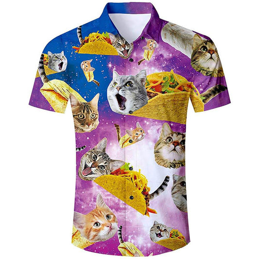 Roze Taco Cat Grappig Hawaiiaans Shirt