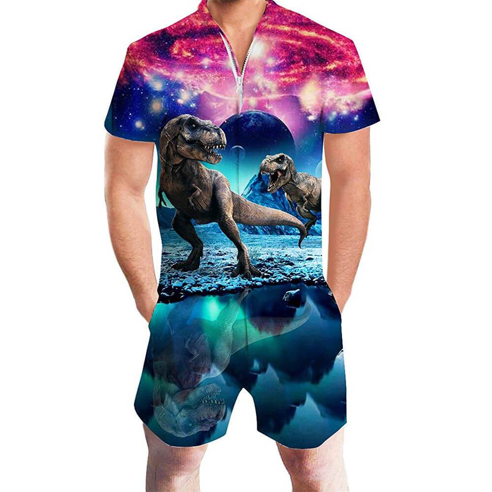 Galaxy Dinosaur One Piece Romper voor heren