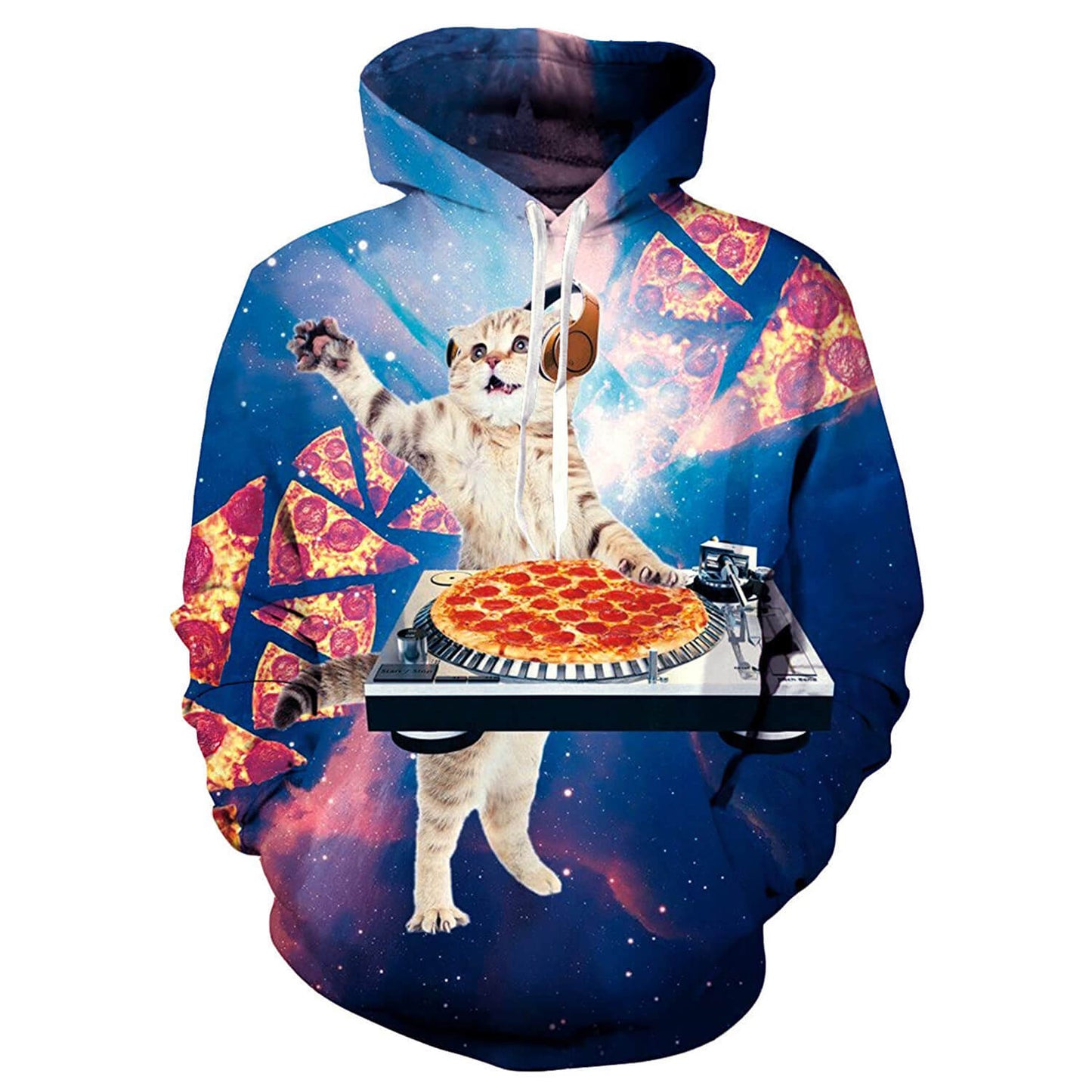 Lustiger DJ-Pizza-Katzen-Kapuzenpullover