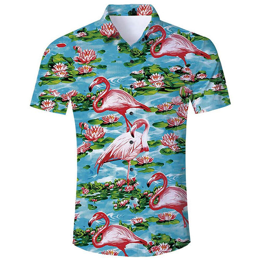 Lotus roze flamingo lelijk Hawaiiaans shirt