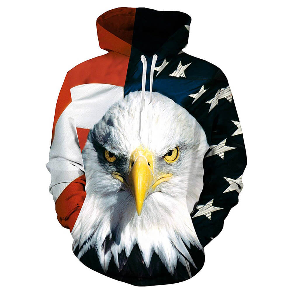 Lustiger Kapuzenpullover mit amerikanischer Flagge und Adler