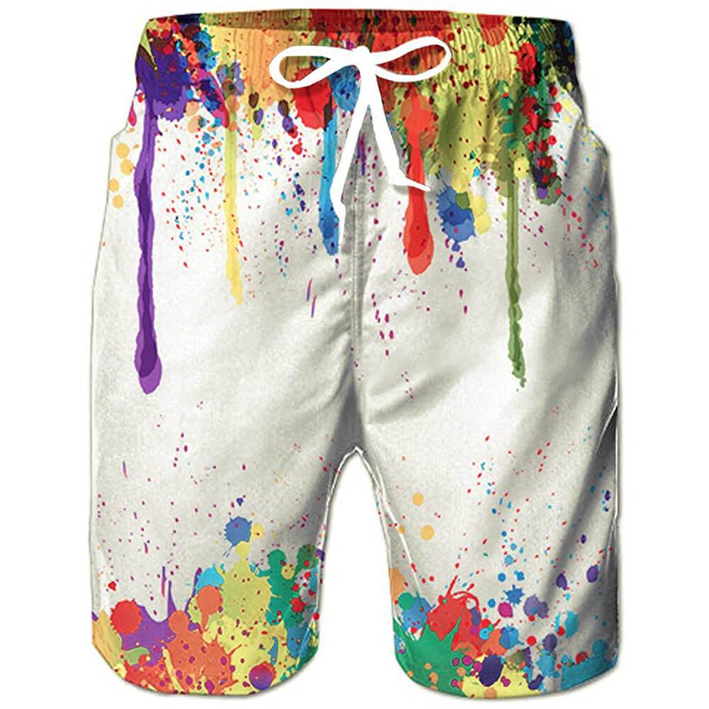 Lustige Boardshorts mit Farbspritzern