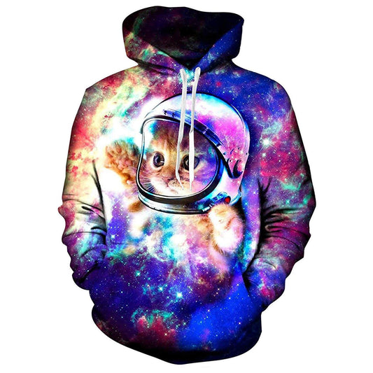 Astronaut Weltraumkatze Lustiger Kapuzenpullover