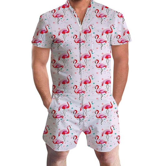 Witte Flamingo Romper voor Mannen