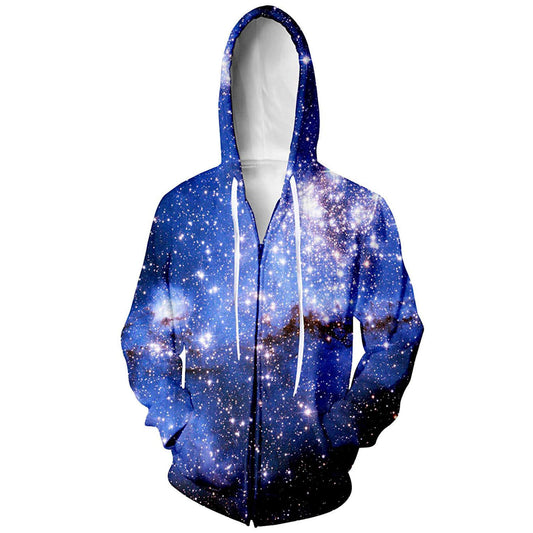 Blauer Weltraumgalaxie-Kapuzenpullover