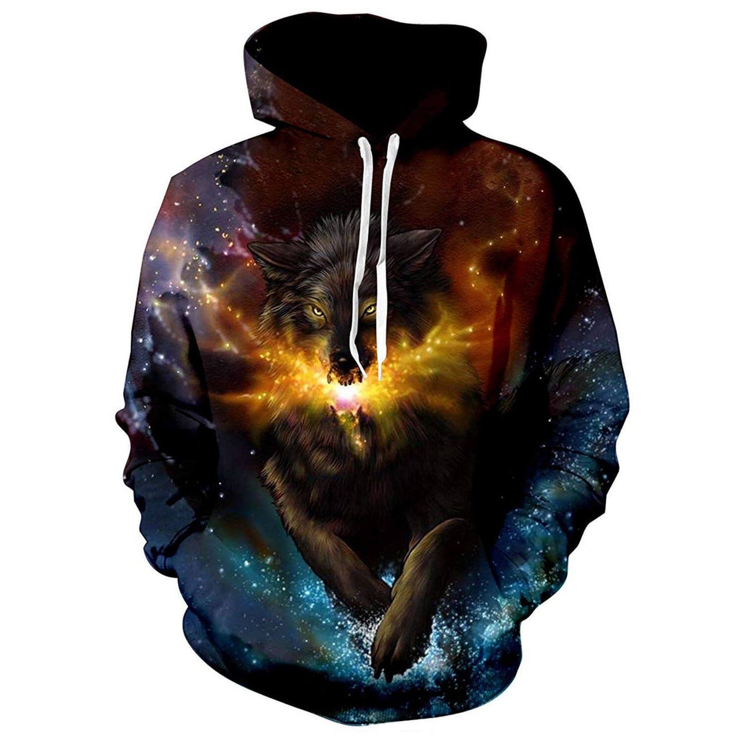 Galaxy – Glitzernder Wolfs-Kapuzenpullover