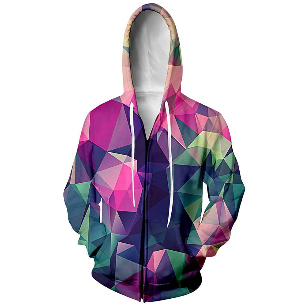 Geometric Diamond Zip Up Hoodie