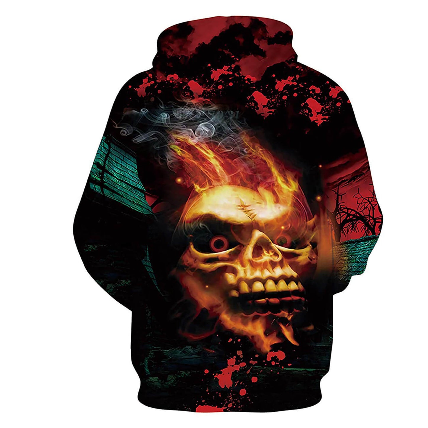 Stylischer Fire Skull Hoodie