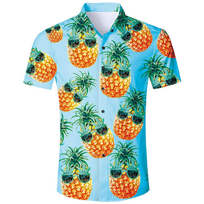 Ananas Bril Hawaiiaans Shirt Lichtblauw