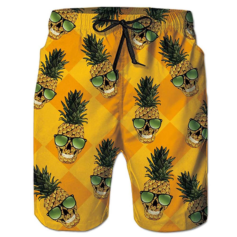 Gelbe Totenkopf Brille Ananas Lustige Badehose