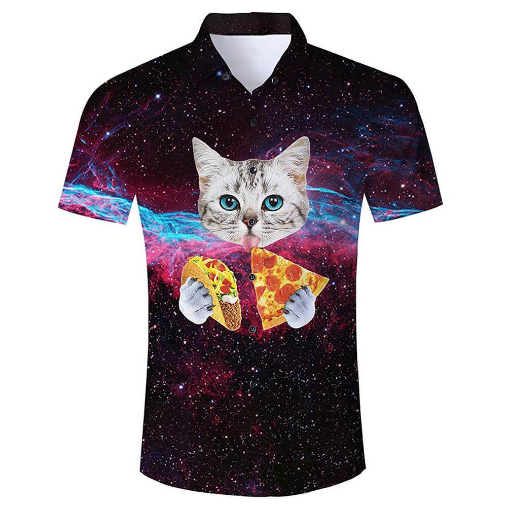 Taco Pizza Katze Lustiges Hawaiihemd