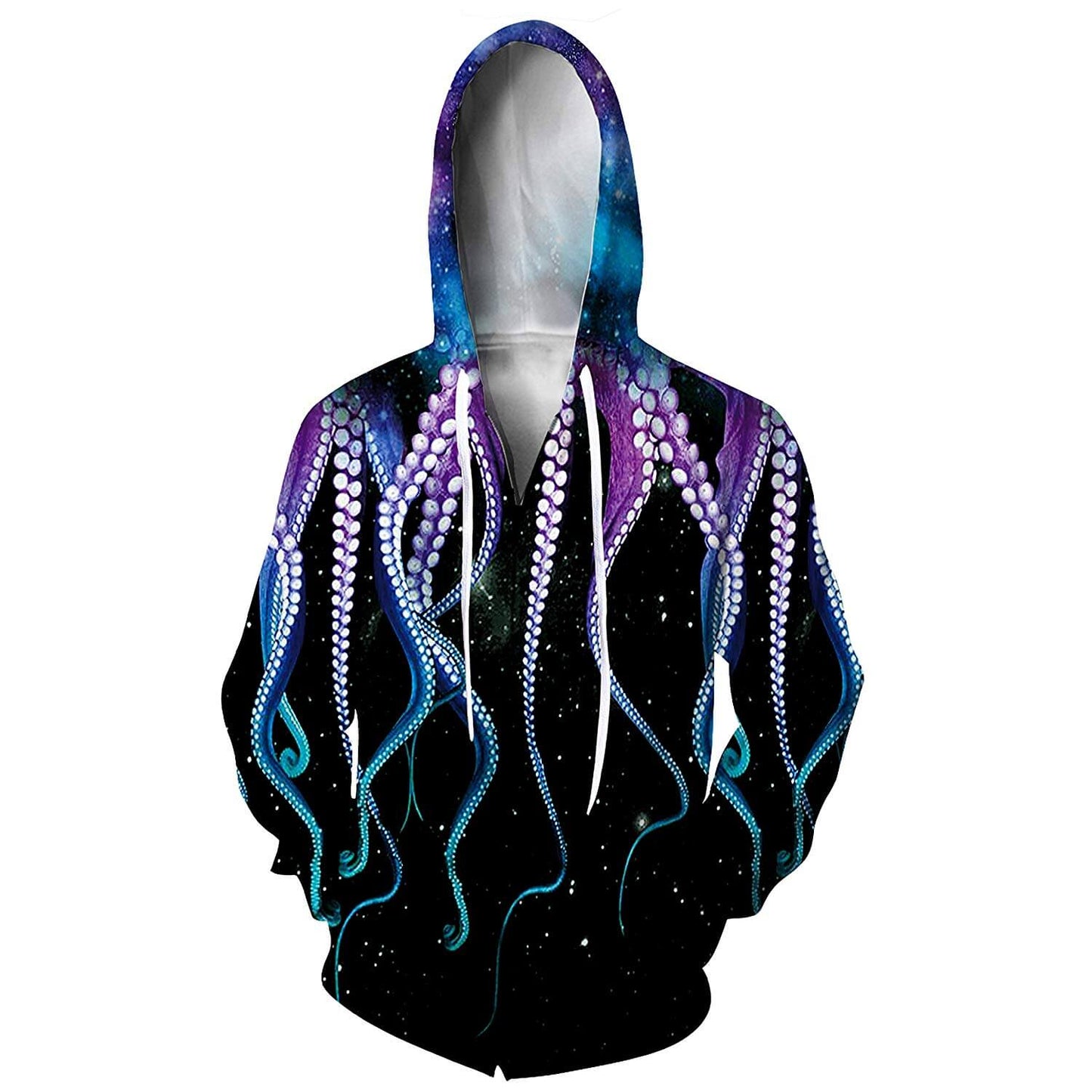 Kleurrijke octopus hoodie met rits