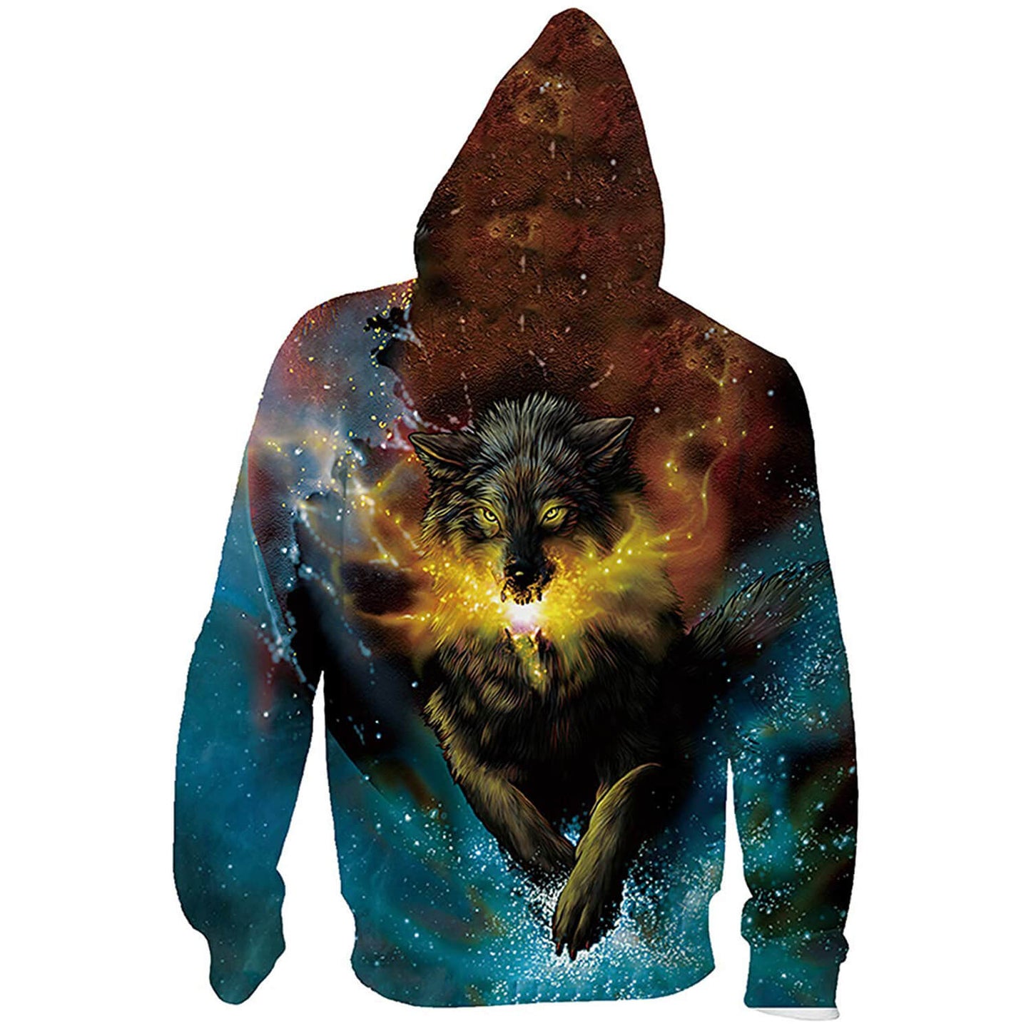 Galaxy Wolf Zip Up Grappige Hoodie