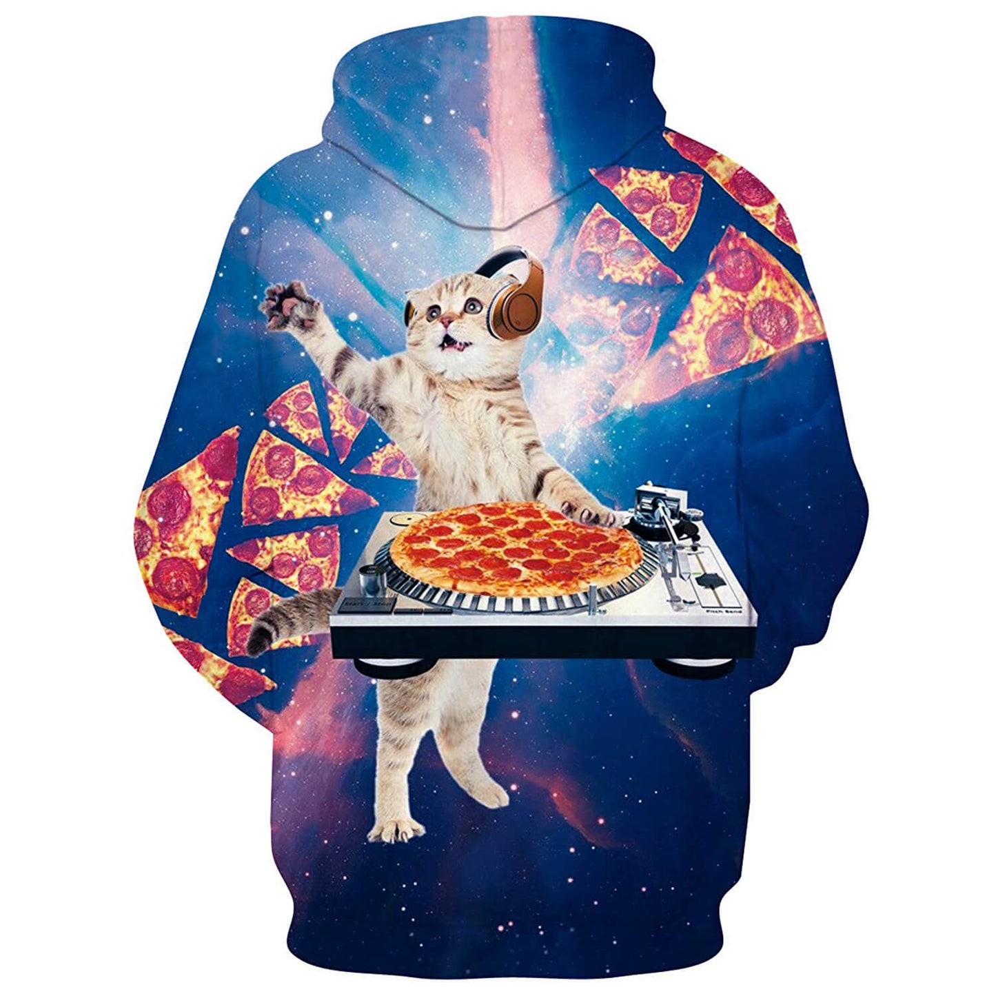 Lustiger DJ-Pizza-Katzen-Kapuzenpullover