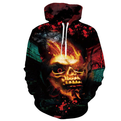 Stylischer Fire Skull Hoodie