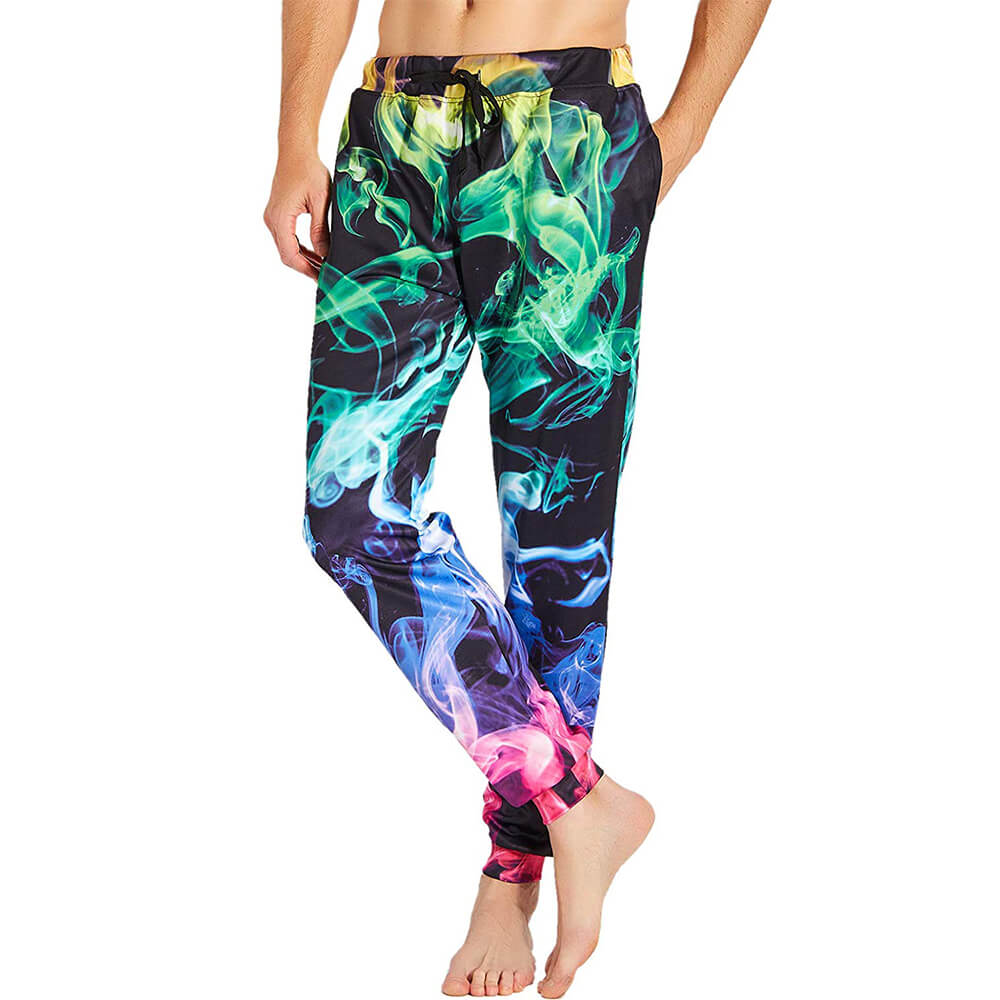 Graphic Colorful Fire Smoke Joggers