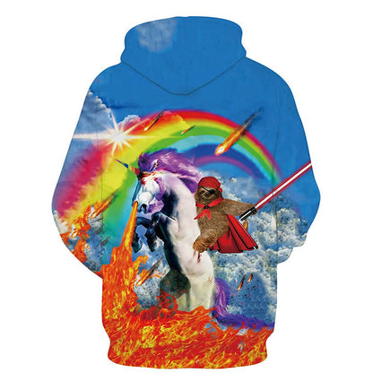 Faultier Reiten Einhorn Lustiger Hoodie