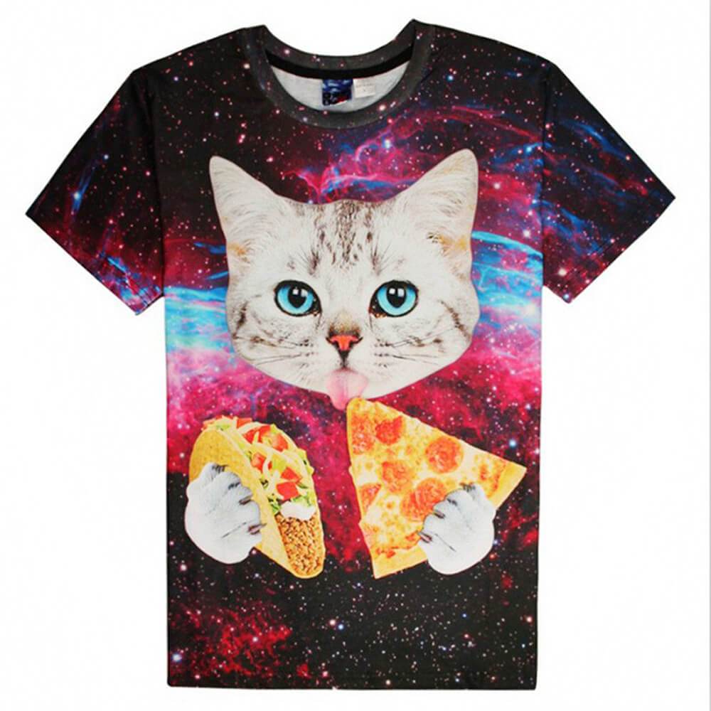 Lustiges Taco-Pizza-Katzen-T-Shirt