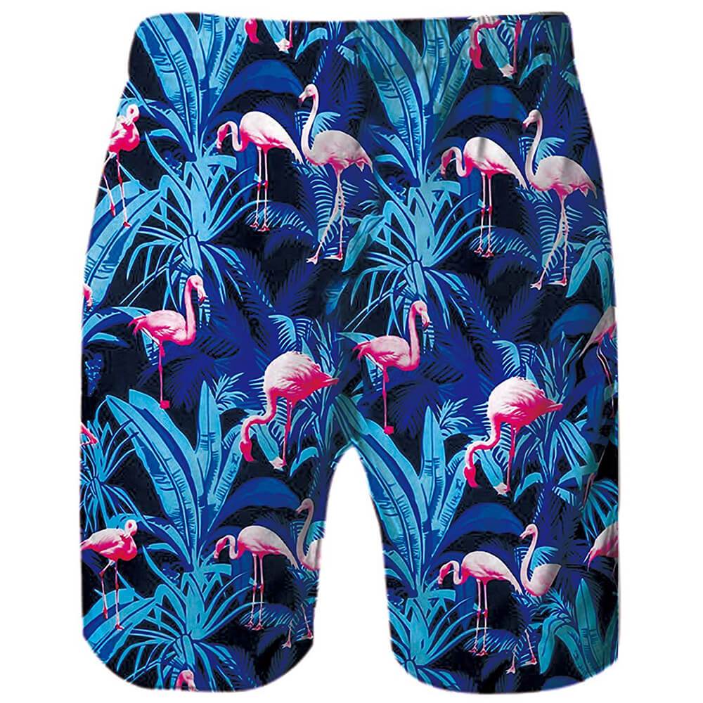 Lustige Badehose mit blauen Flamingos