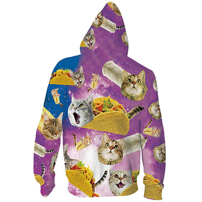 Unisex Taco Cat Zip Up Grappige Hoodie