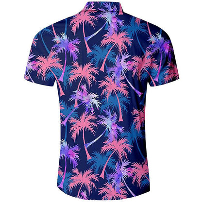 Palmboom Blauw Grappig Hawaiiaans Shirt