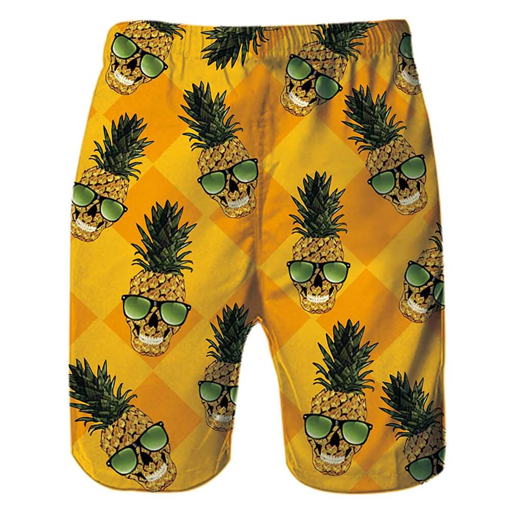 Gelbe Totenkopf Brille Ananas Lustige Badehose