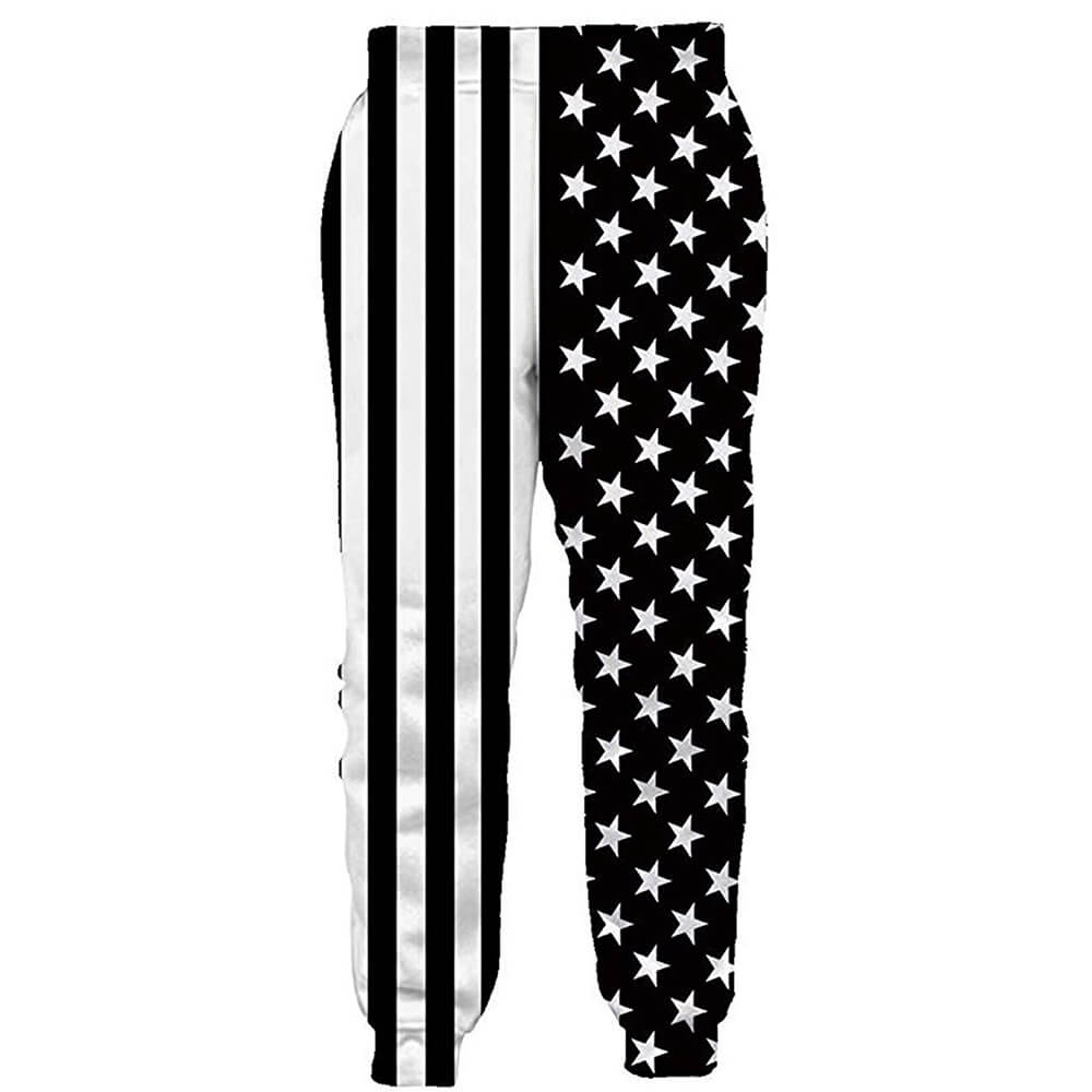 Joggers mit amerikanischer Flagge in Weiß und Schwarz