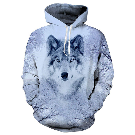 Lustiger Kapuzenpullover mit Schneewolf-Motiv