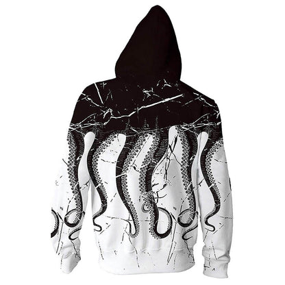 Jacke mit Oktopus in Schwarz und Weiß