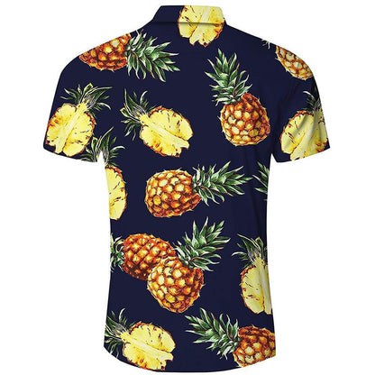 Donkerblauw ananas grappig Hawaiiaans shirt